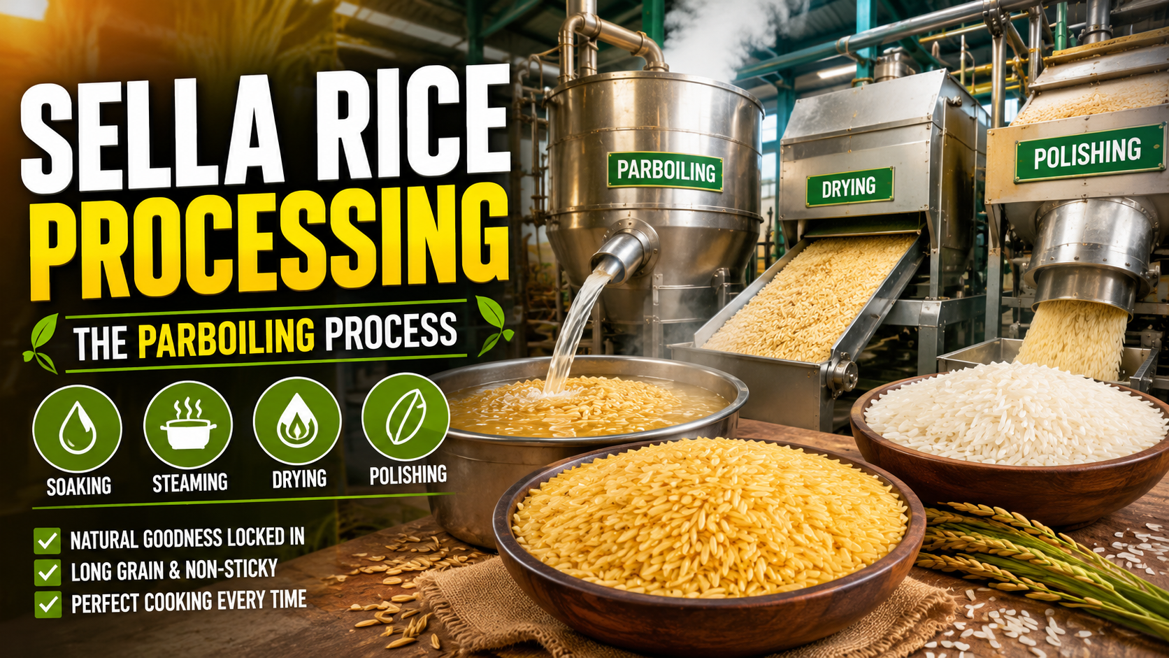 Sella rice parboiling process Pakistan